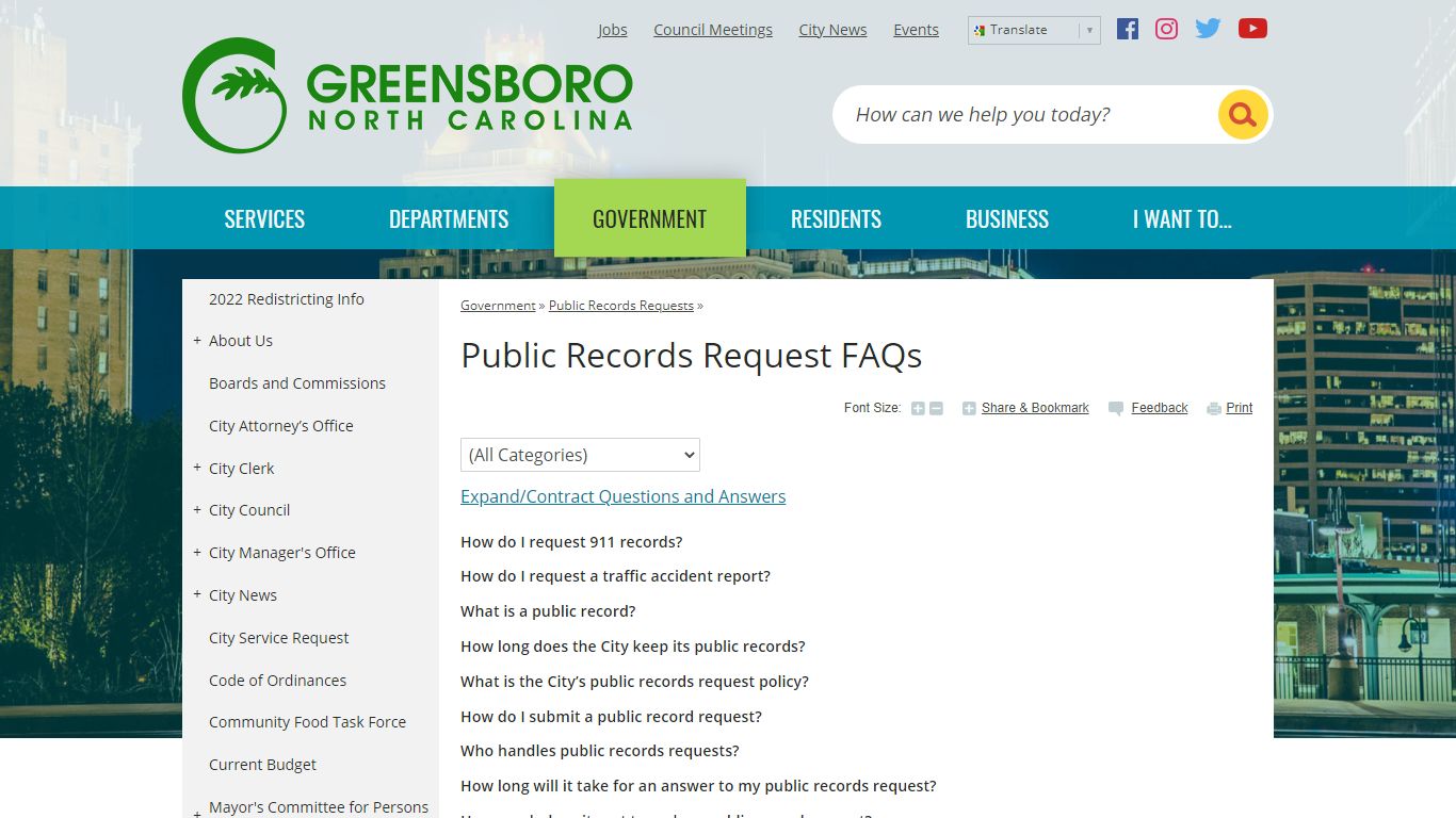 Public Records Request FAQs | Greensboro, NC