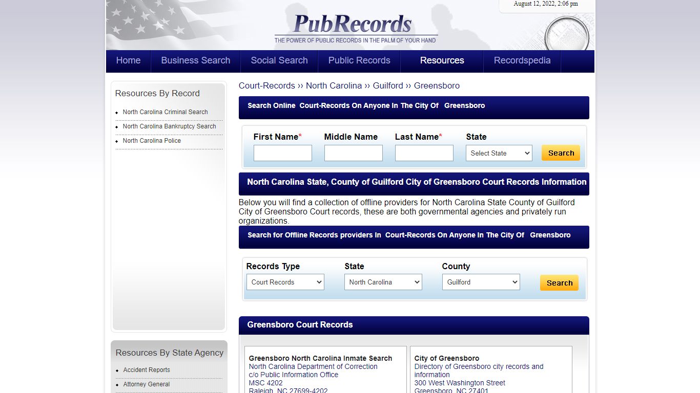 Greensboro, Guilford County, North Carolina Court Records